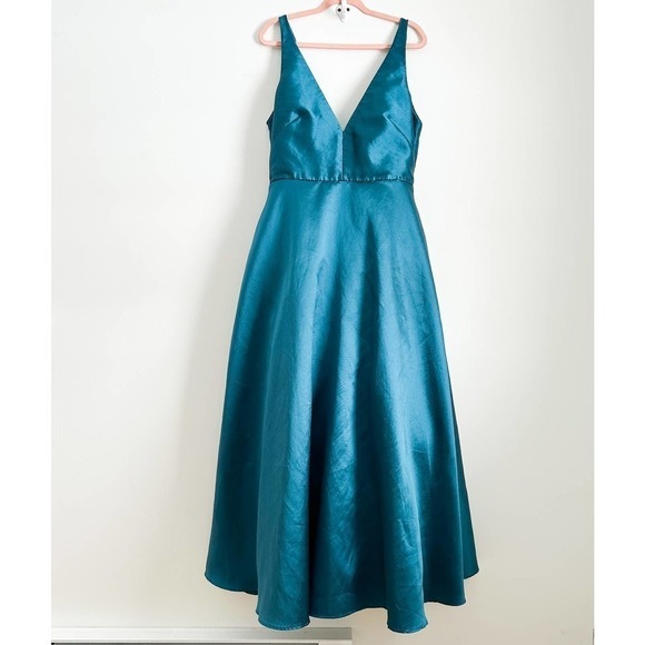 Monique Lhuillier Teal Mesh Formal Gown Sleeveless mesh insert Formal Dress 16 - Picture 5 of 13